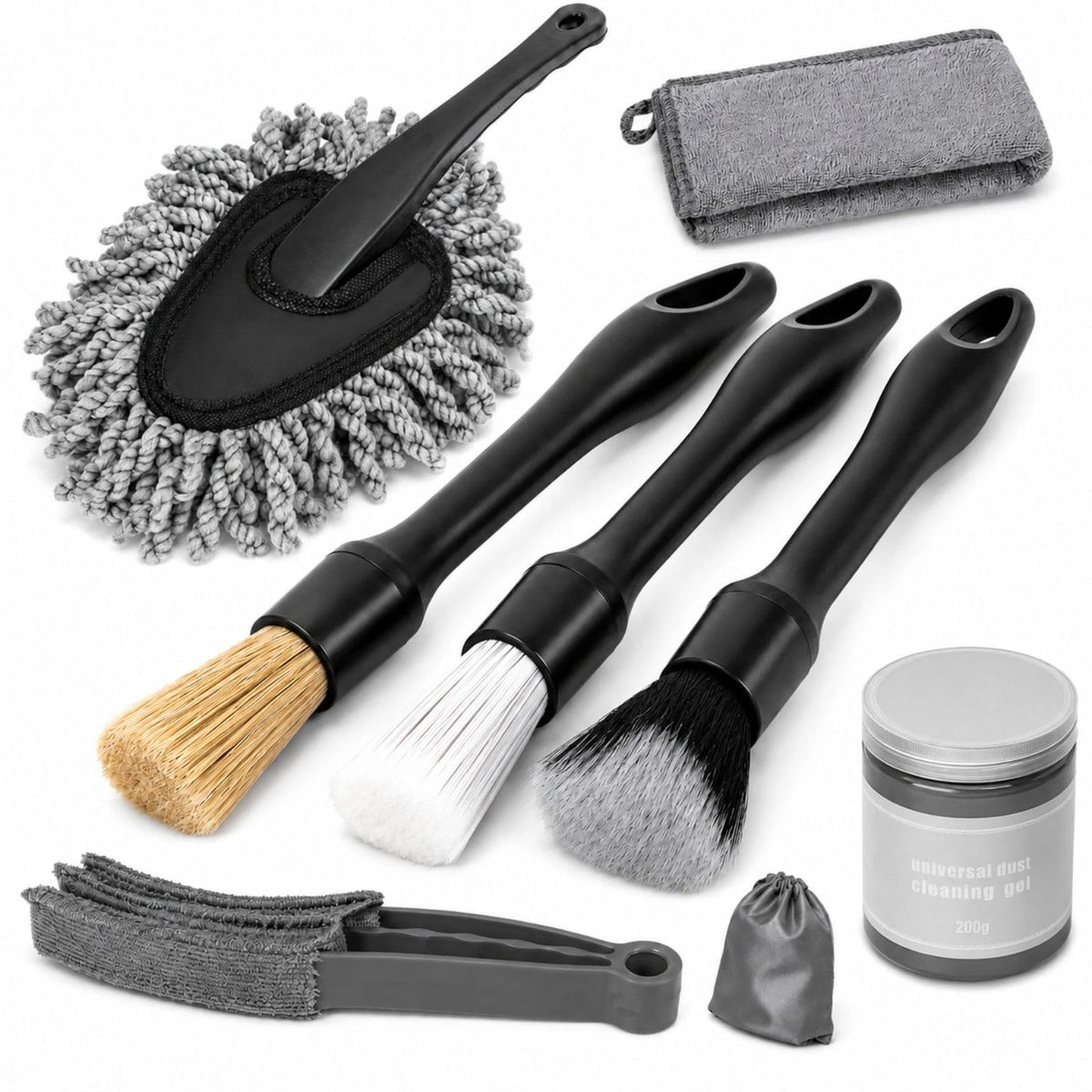 Viewmax 8PCS Car Interior Detailing Kit, Gifts for Men 8PCS, Gray