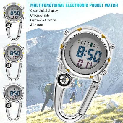 Backpack Clip On Band Carabiner Digital Sports Fob Watch Luminous For Hikers tt
