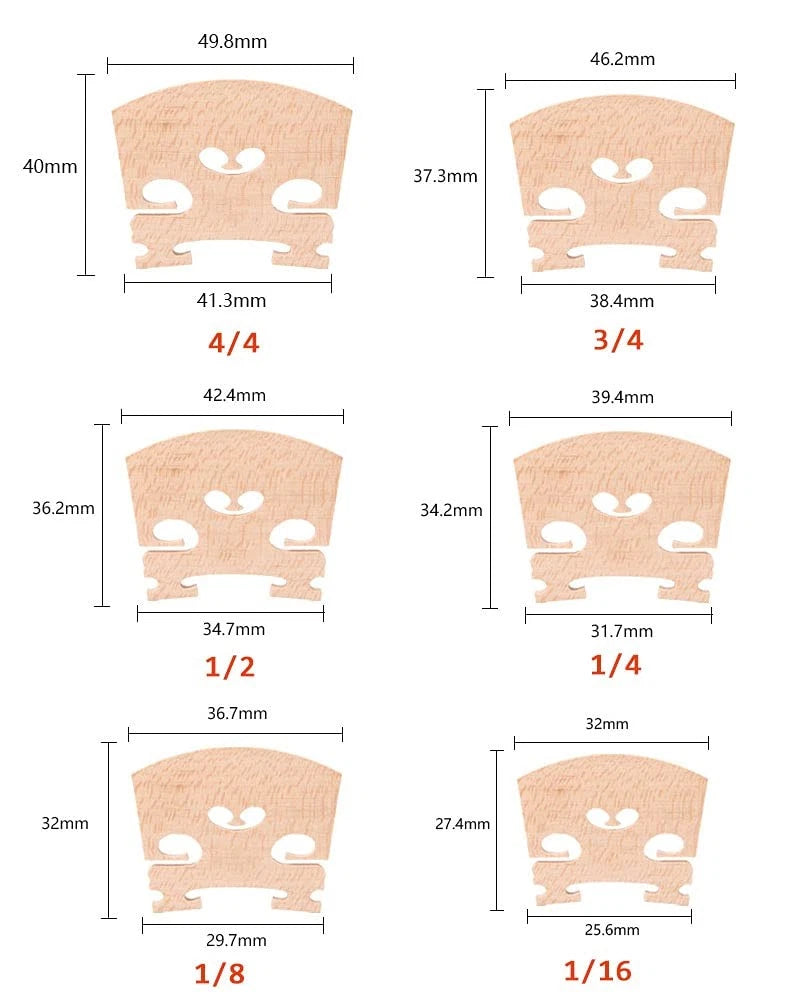 Jiayouy 12 pcs Fitted Violin Maple 1/16, 1/8, 1/4, 1/2, 3/4, 4/4, brown