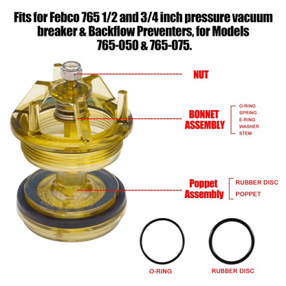 Bonnet and Poppe Repair Kit 905212 for Febco 765-1 Inch & 1-1/4...