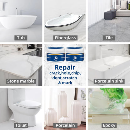 Tub and Fiberglass Shower Repair Kit White, 3.7oz Porcelain Tile White
