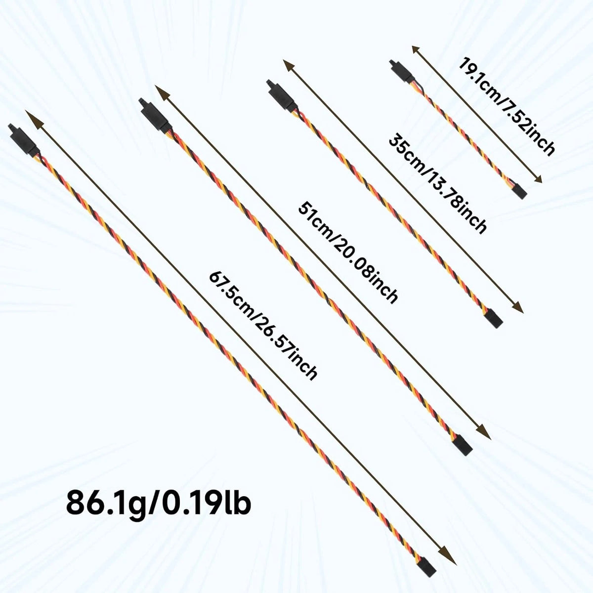 Crazepony Twisted Servo Extension Cable w/Safety Clip - 20AWG 60 Mixed Size