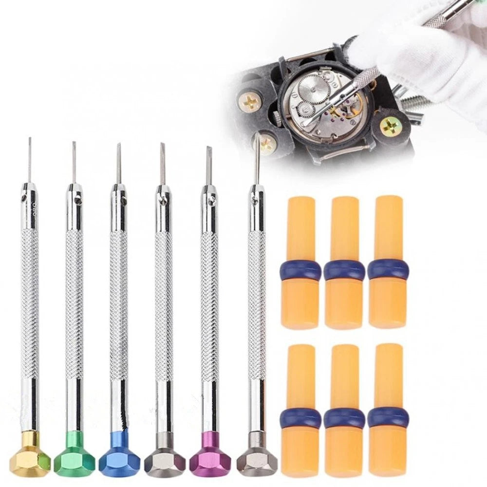 6Pack Steel Screwdriver Watch Jewelry With 6 Blades Watchmakers Repair Tools