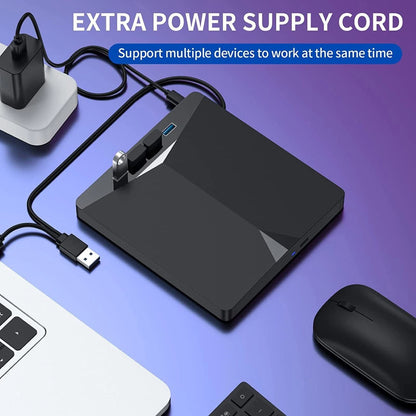 Slim External CD DVD Drive USB 3.0 Reader Writer Burner Player For Laptop