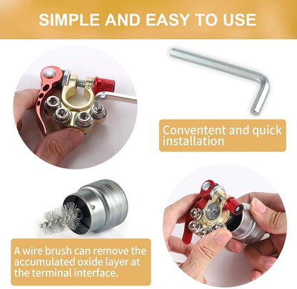 SINGARO Car Battery Terminal Connector, 4 Way Positive and 4 Way-Gold-A