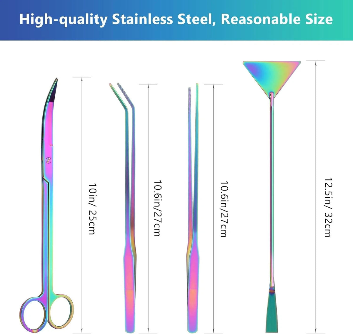4 in 1 Quarium Aquascape Tools Kits, Anti-Rust Stainless Steel Multicolor