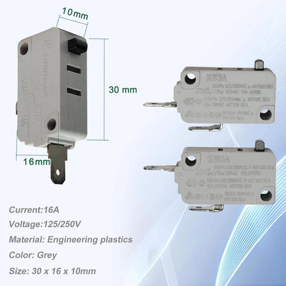 KW3A Microwave Oven Door Switch 16A 125/250V Interloc (2 Pack Grey