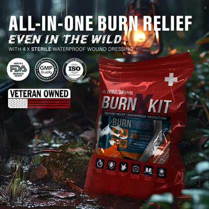 EVERLIT Burn Kit with Sterile Waterproof Wound Dressing | Hydrogel-Foam Red