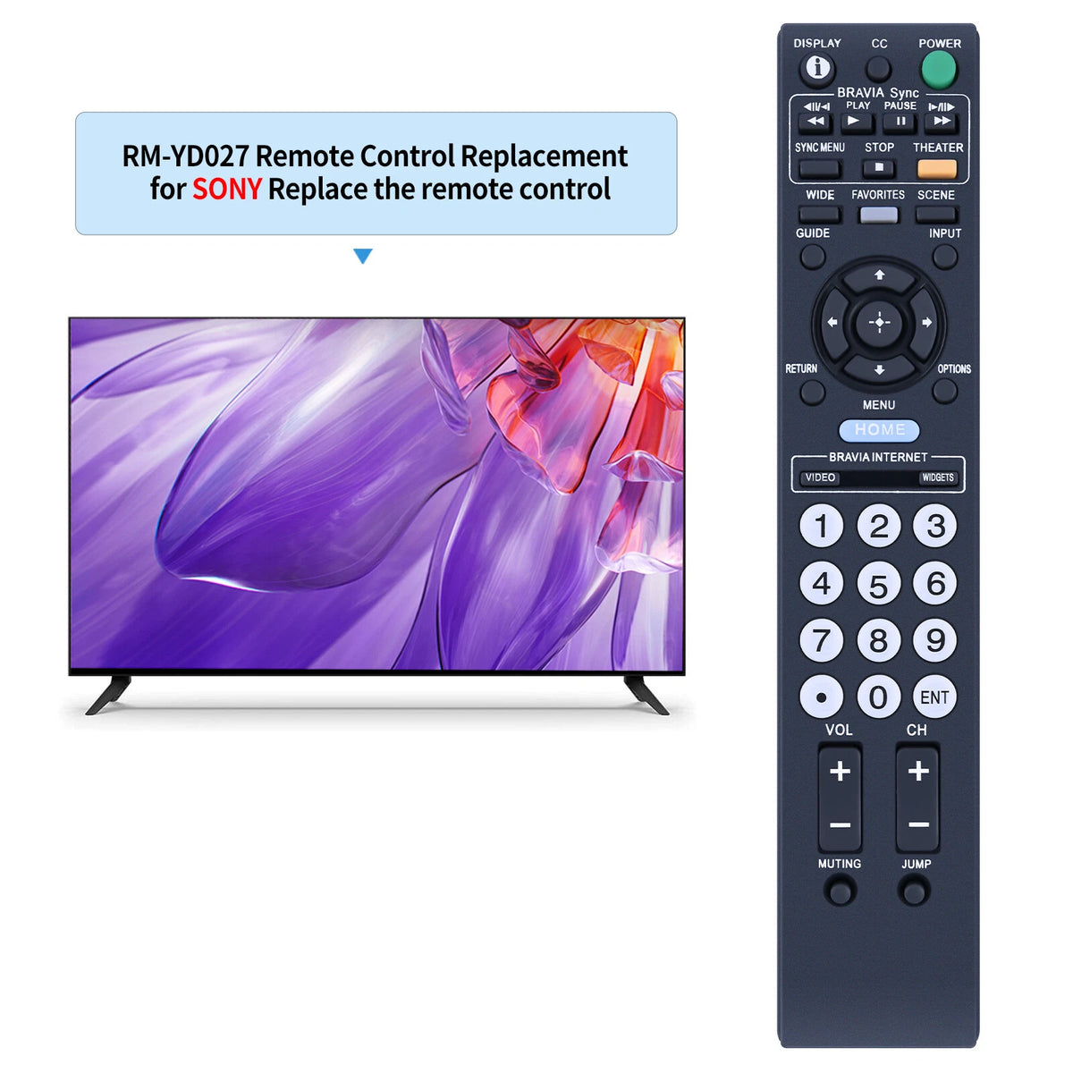 RM-YD027 Remote Control For Sony TV KDL40W5100 KDL46W5100 KDL52W5100