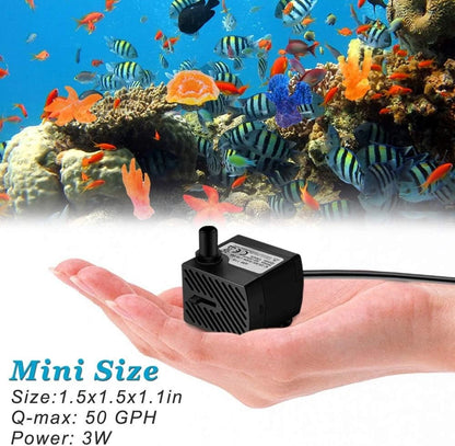 DOMICA 3W 50GPH Mini Submersible Water Pump, Small Fountain 50 GPH 3W, Black