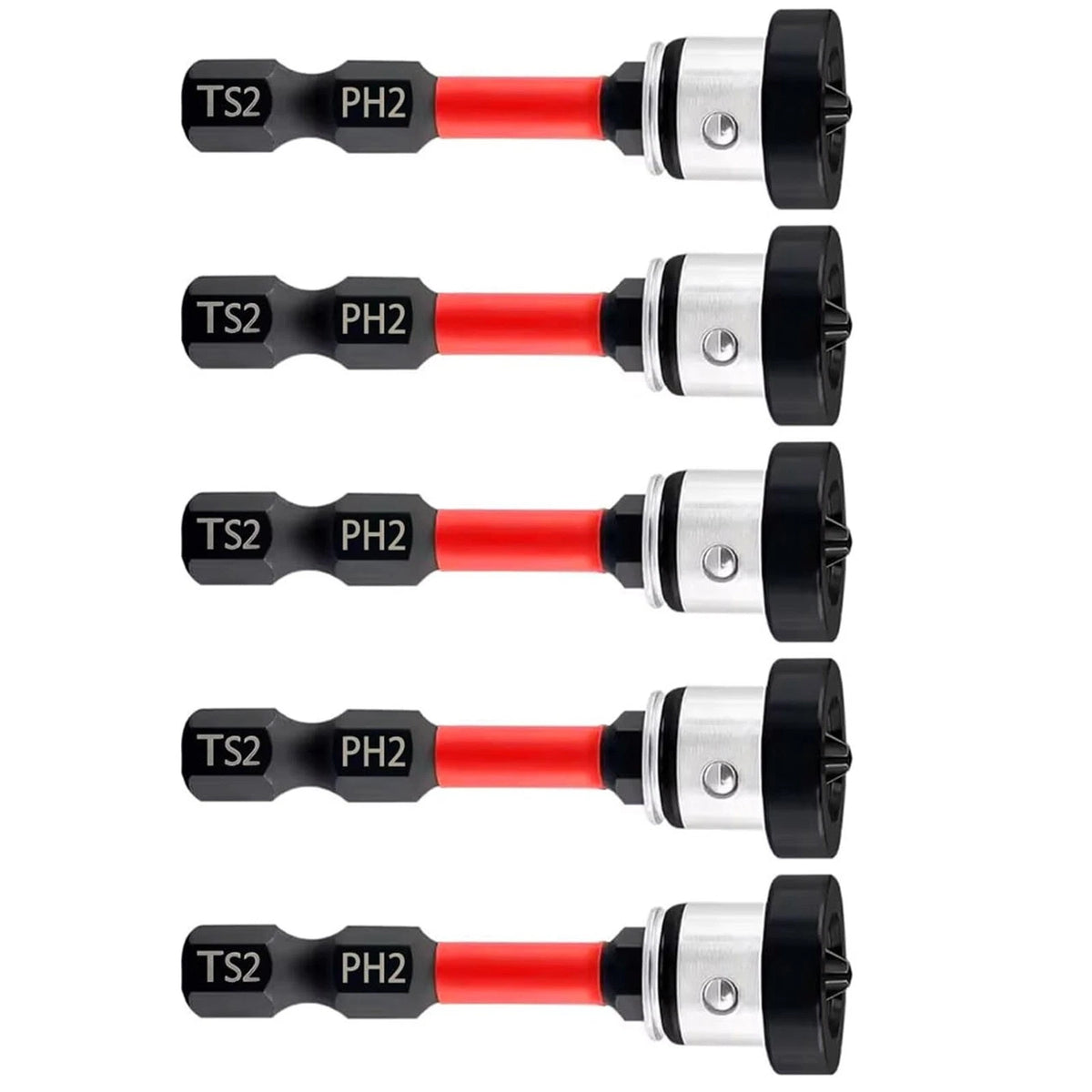 Magnetic Depth Stop Drywall Screw Bits 5PCS PH2 50mm 1/4" Hex Shank Setter