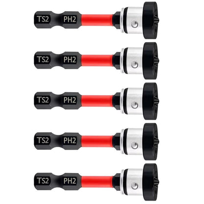 Magnetic Depth Stop Drywall Screw Bits 5PCS PH2 50mm 1/4" Hex Shank Setter