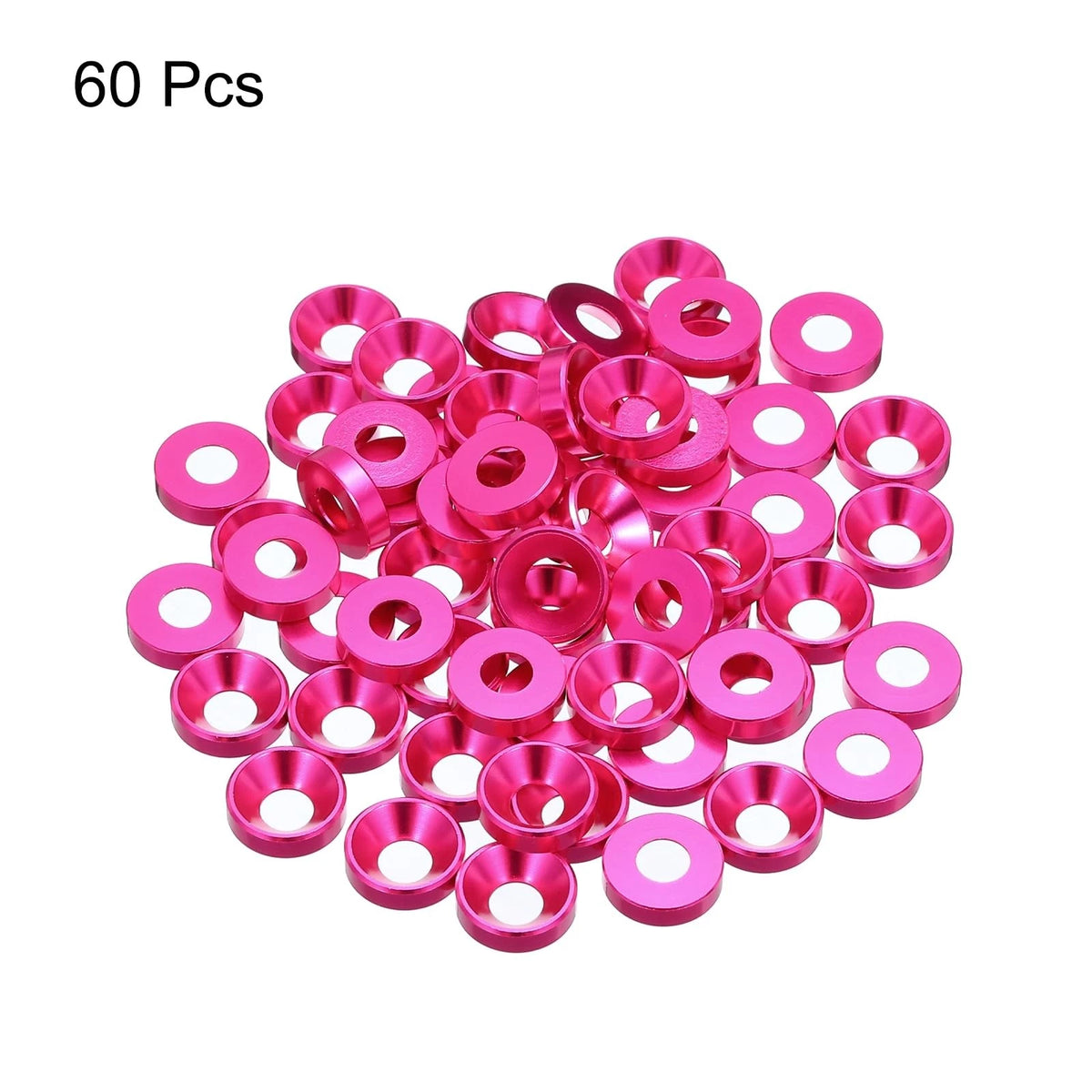 MECCANIXITY M5 Cone Cup Countersunk Washers,Anodized Aluminum M5, Rose Red