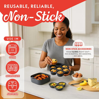 Gourmia Air Fryer Accessories Set - 3 Piece Silicone, 3-Piece Set, Gray