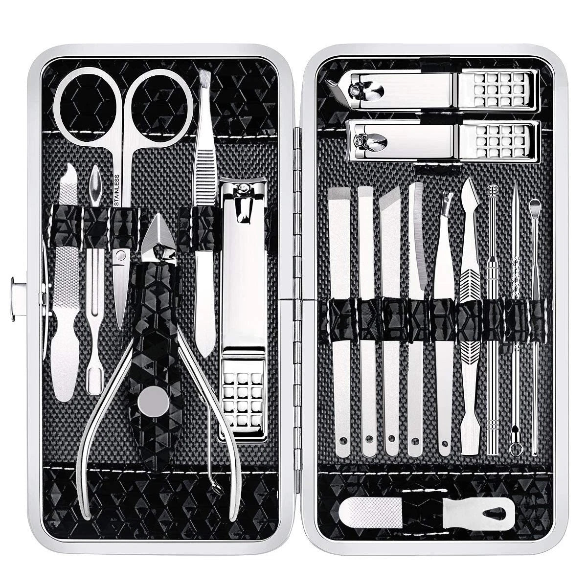 Yougai Nail Clippers Set - 18 Pcs Professional Manicure 18 Piece Set, Black