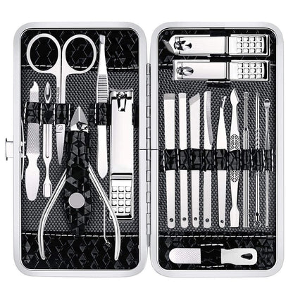 Yougai Nail Clippers Set - 18 Pcs Professional Manicure 18 Piece Set, Black