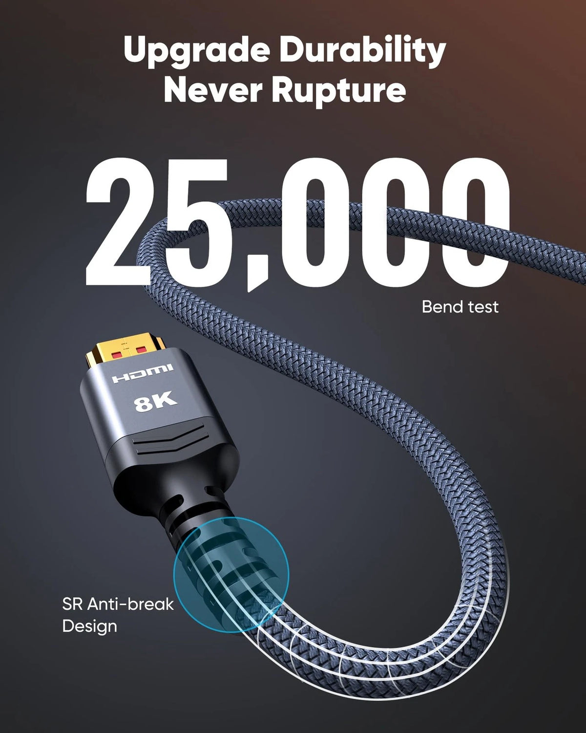 Highwings High Speed 8K 60Hz HDMI Cable 3.3FT/1M, 2.1 48Gbps 3.3 feet, Grey