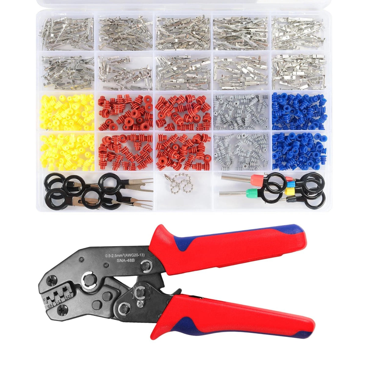719PCS 19 Types Automotive Pin Connector Kit With Wire Crimping Tool, Nickel