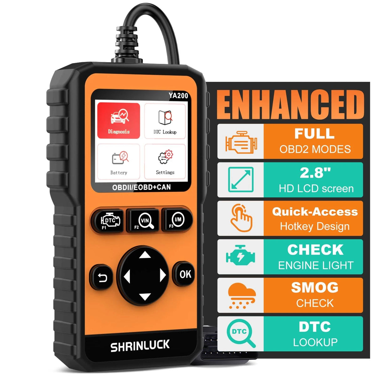 Y2 2.8'' Color Graphing Screen OBD2 Scanner Diagnostic Tool,Enhanced PRO Y001