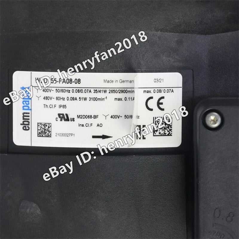 Ebmpapst W2D155-FA08-08 IP65 400VAC 0.08/0.07A 35/41W Siemens Spindle Motor Fan
