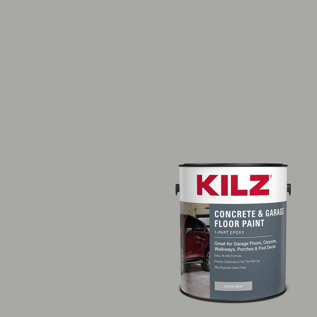KILZ 1-Part Epoxy Acrylic Concrete & 128 Fl Oz (Pack of 1), Silver Gray
