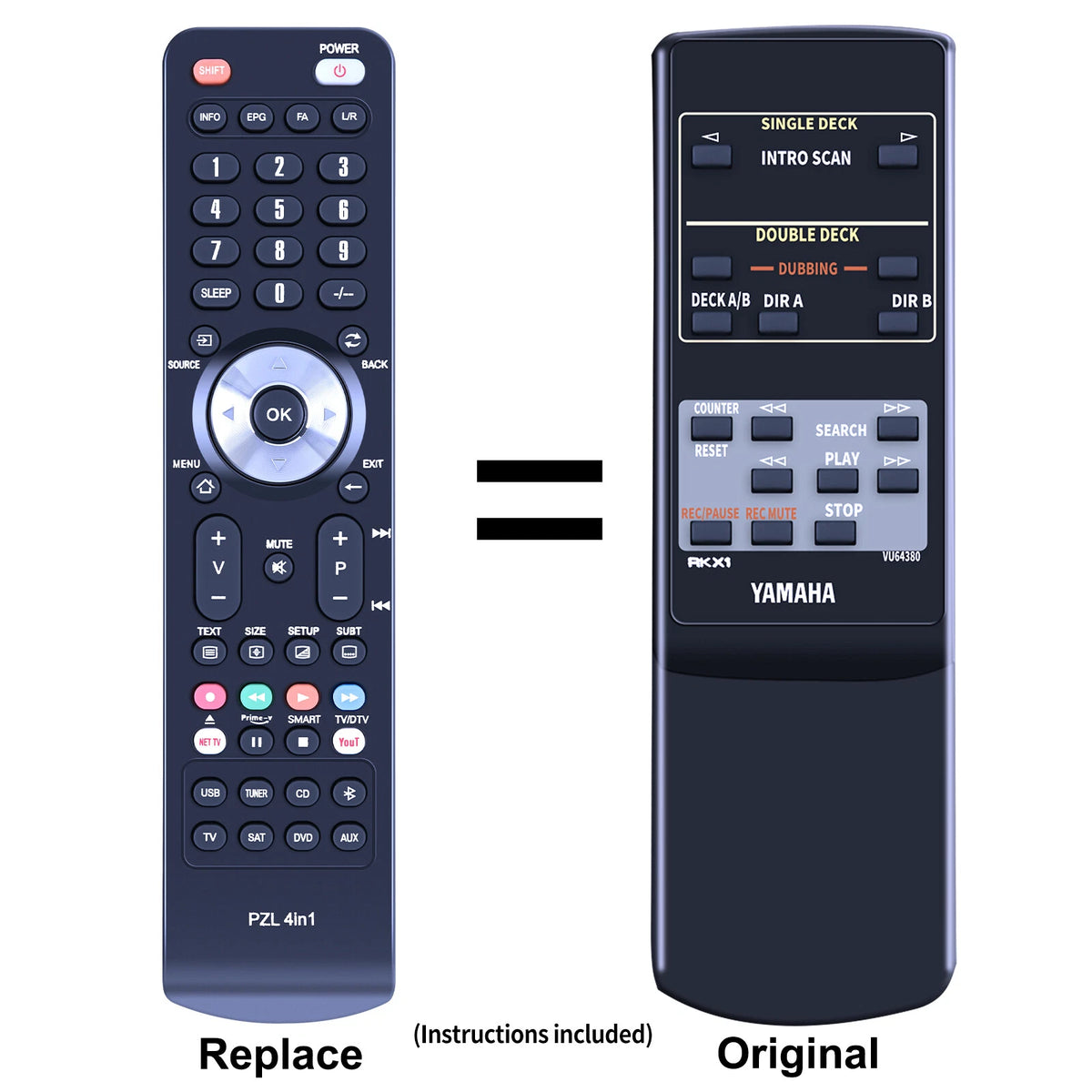 RKX1 VU64380 Replacement Remote Control For Yamaha Cassette Deck KX-690 KX-W592
