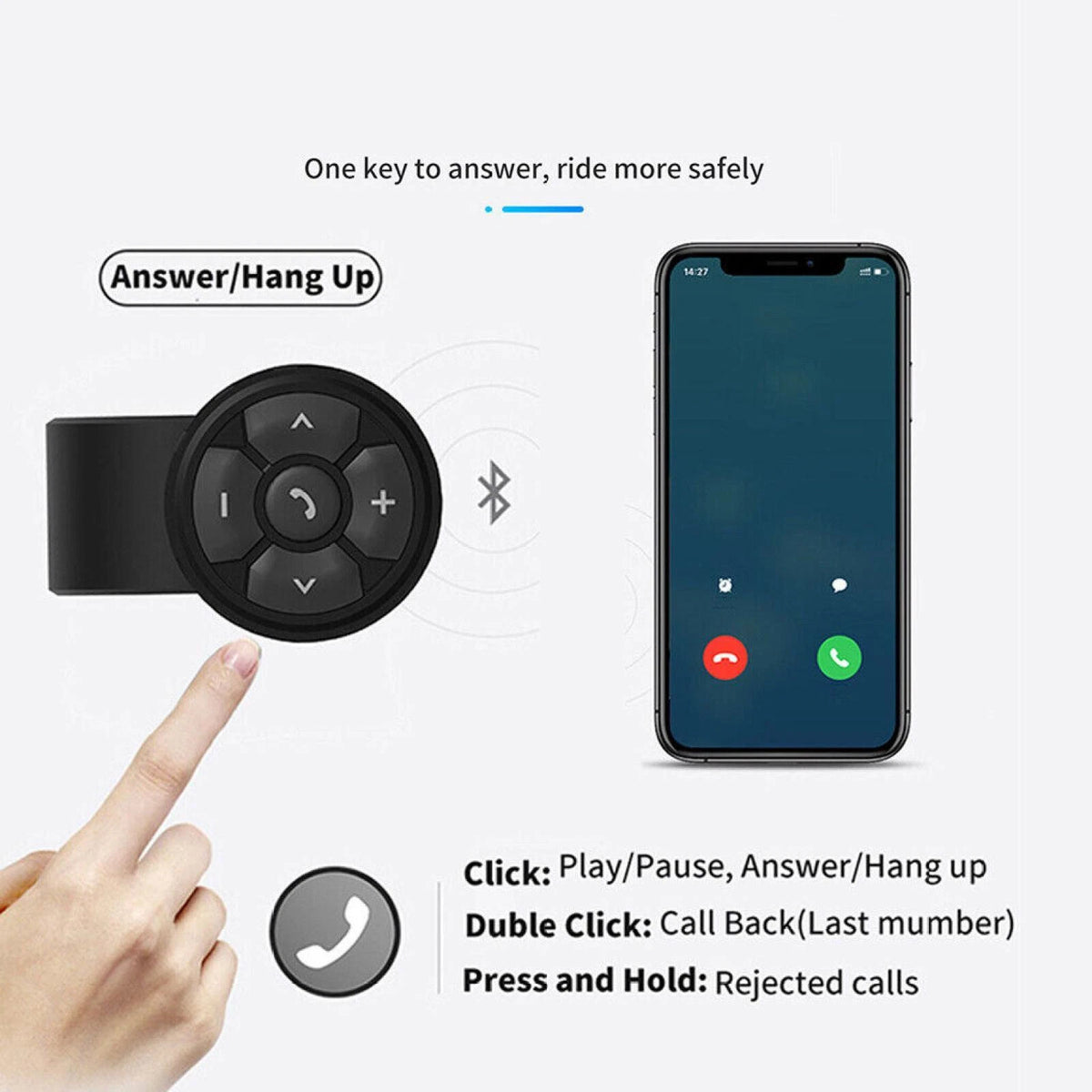 Wireless Bluetooth Media Button Remote Controller Car Motorcycle Bike Steering