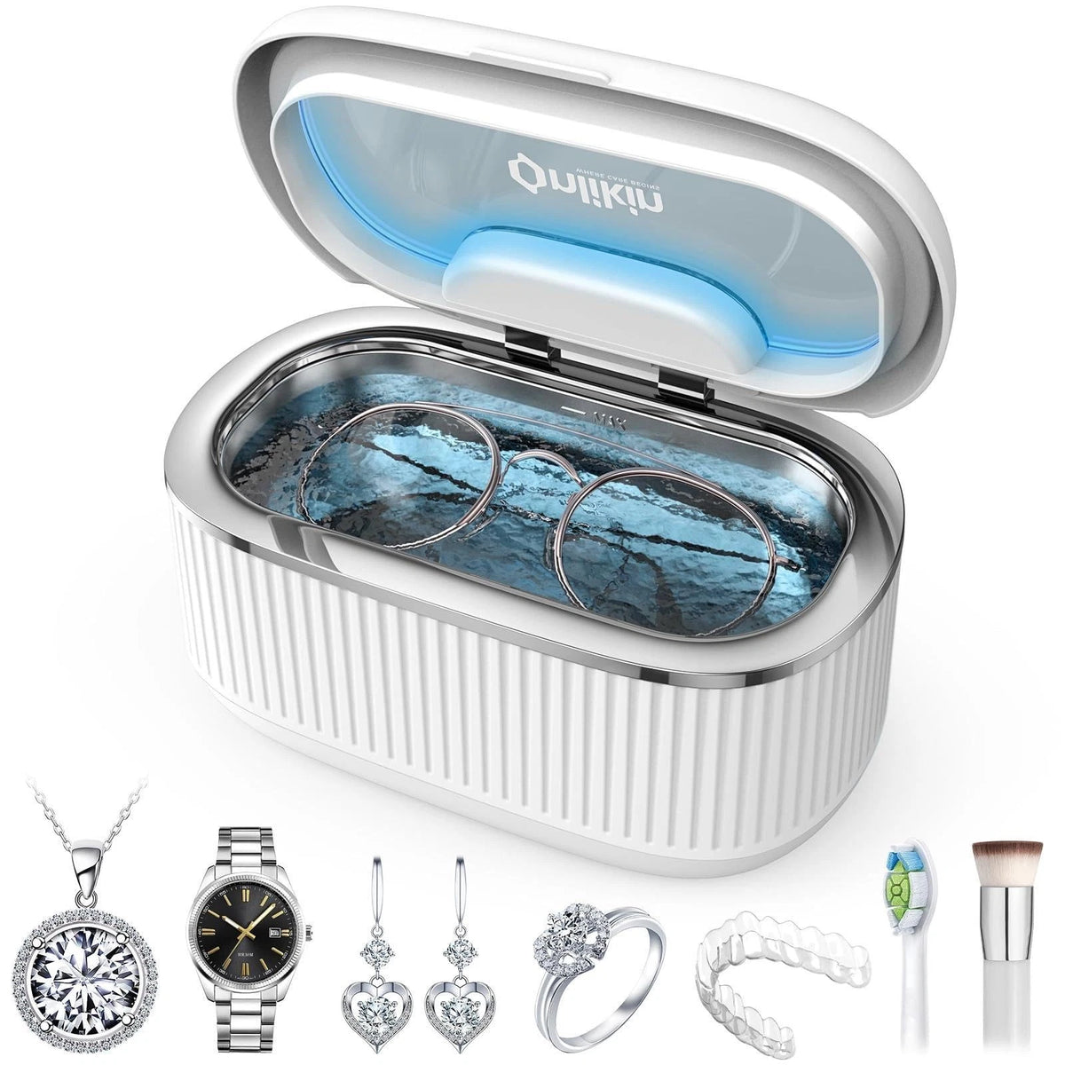 onlikin 35W Ultrasonic Jewelry Cleaner, 45KHz Retainer Cleaner for White