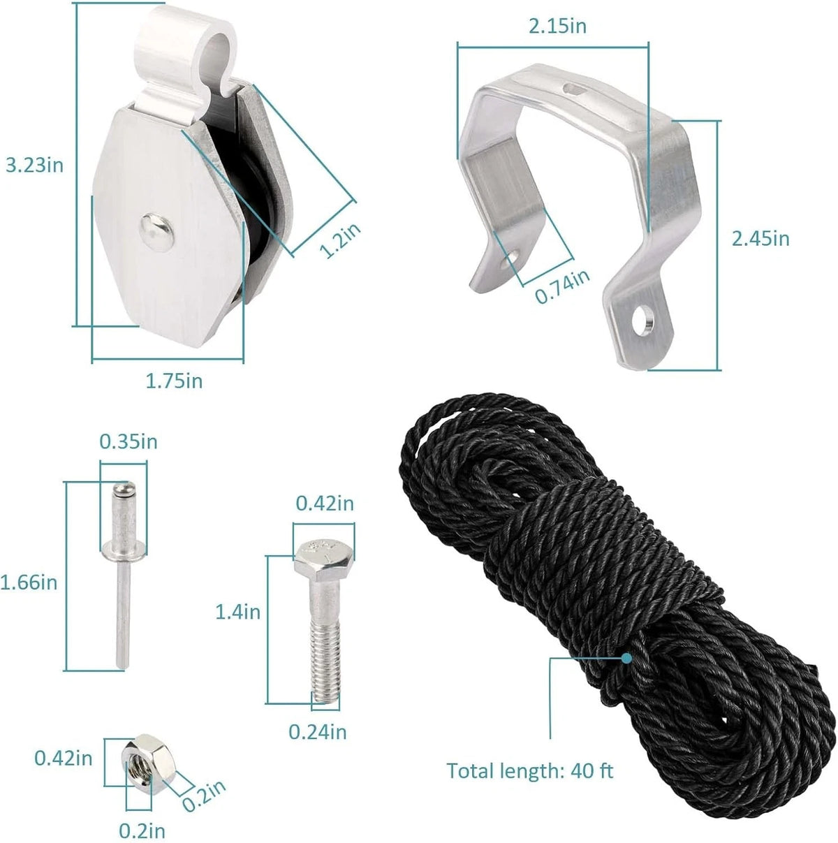 Werner Aluminum & Fiberglass Extension Ladder Rope & Pulley Kit - Color