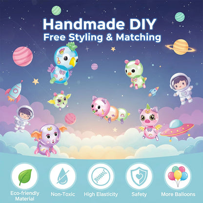 219pcs Space Magic DIY Balloon Kit with Pump, Sticky Maker Colorful