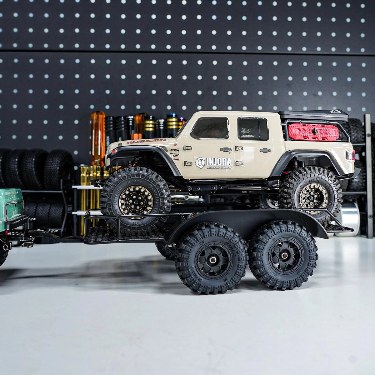 INJORA Metal Hitch Mount Trailer for Axial SCX24 Upgrade 1/24 RC Crawler Small