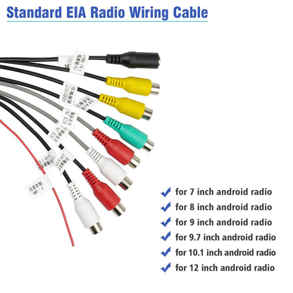 Jayubien 20Pin Android Car Stereo RCA Wiring Harness Adapter with 8 Black