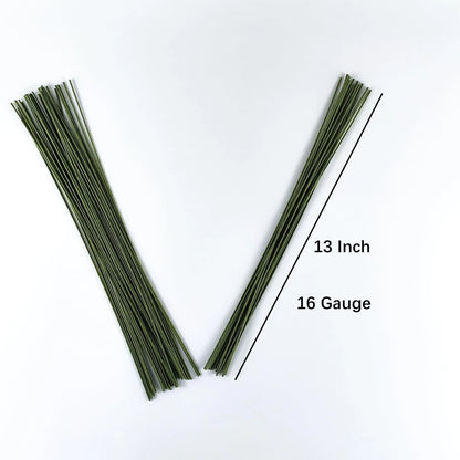 70 pcs Floral Wire, 16 Gauge Stem Dark Green Paper Wrapped for 16