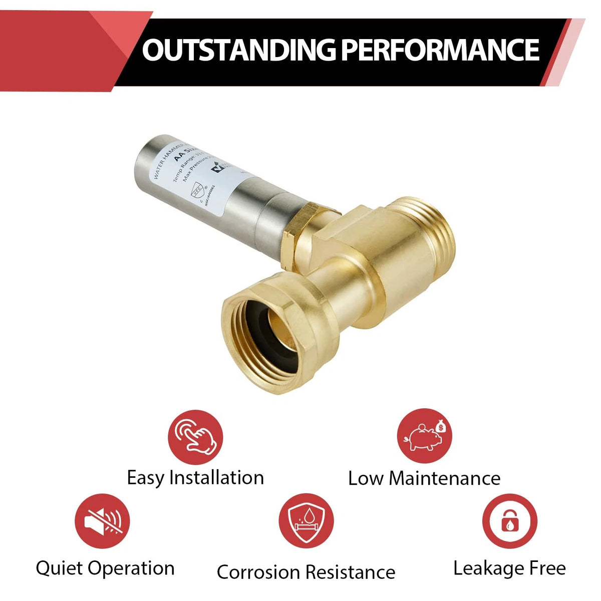 (Pack of 2) EFIELD S-241 Stainless Steel Water Hammer Arrestor P2, Stright1