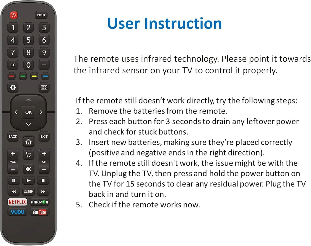 Universal for All Hisense-TV-Remote Compatible with Hisense 4K LED Black