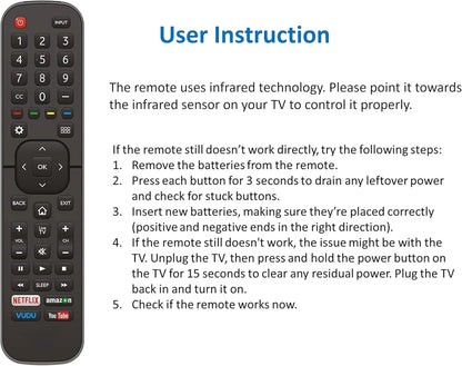 Universal for All Hisense-TV-Remote Compatible with Hisense 4K LED Black