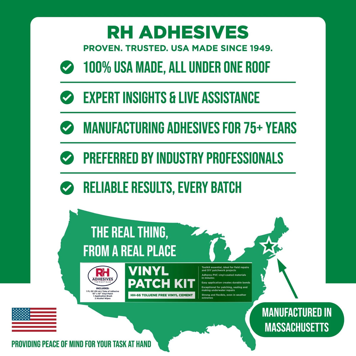 RH Adhesives Vinyl Patch Kit with 10" x Heavyweight (22 oz.), Black