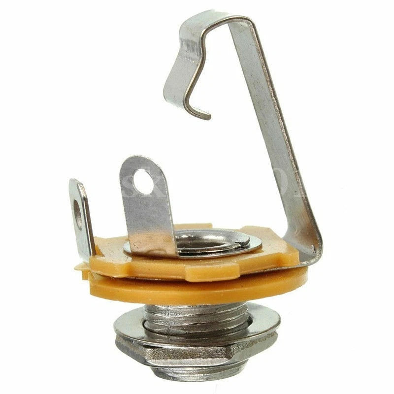 10 Pcs Mono 1/4" 6.35mm ID Jack Socket Connector Panel Mount Guitar Plate;