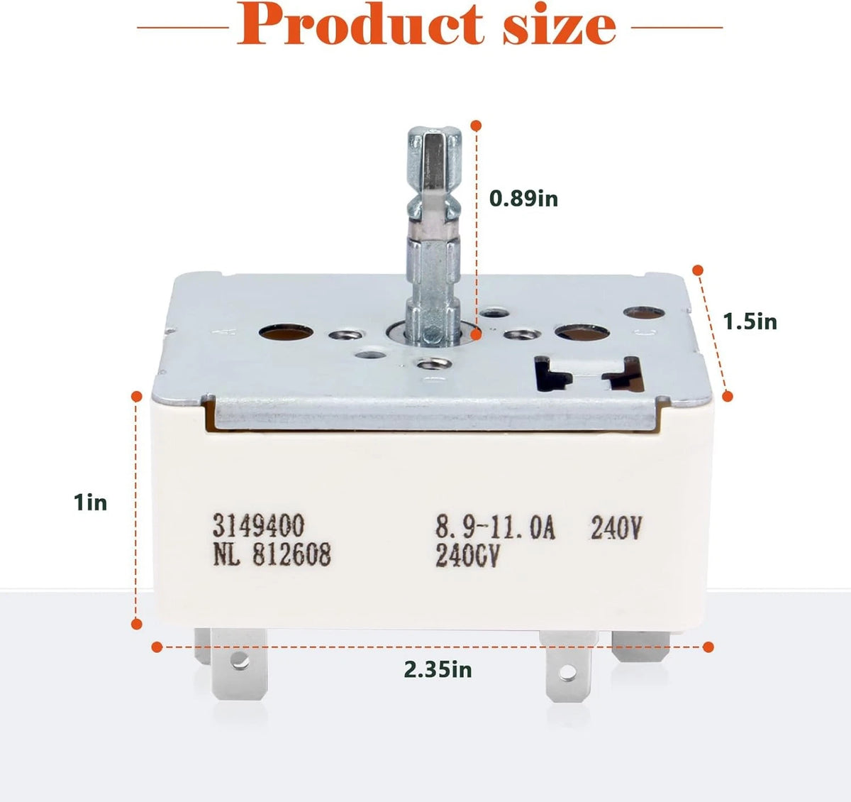 3149400 WP3148954 Range Burner Infinite Control Surface Element Unit Switch...