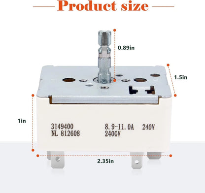 3149400 WP3148954 Range Burner Infinite Control Surface Element Unit Switch...
