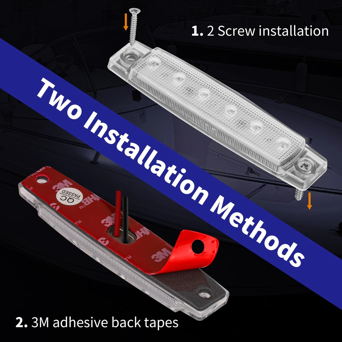 RVZONE Marine LED Boat Interior and Night Fishing Lights - 12V White, 4 pcs