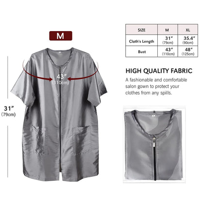 Noverlife Pet Grooming Workwear with Long Full X-Large, Short Sleeves - Grey