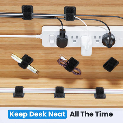 Cable Management Under Desk, 【Up to 15 Cord】【Enhanced Wire 20 Pair, Black