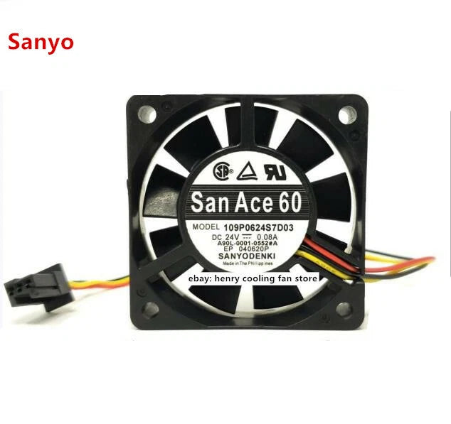SANYO 109P0624S7D03 A90L-0001-0552#A DC 24V 0.08A 60*60*15mm Fanuc coooling fan