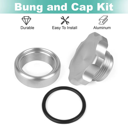 Aluminum Weld-In Bung Fill Plug Cap Kit(1-3/8" Opening,1-1/2"-12 Threads) Silver