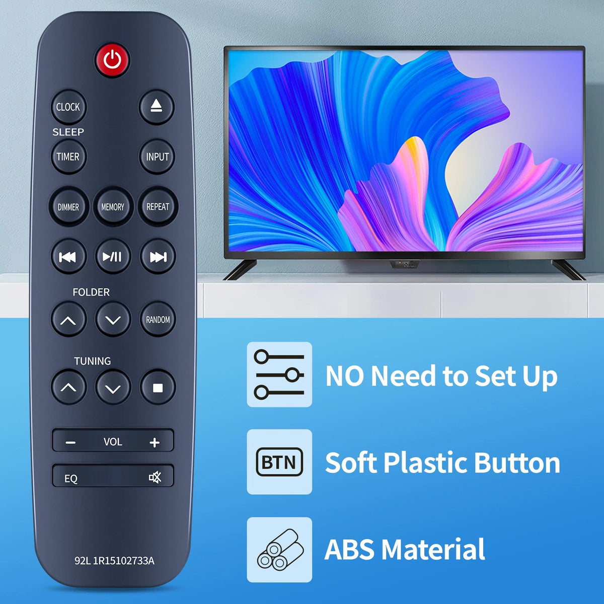 Remote Control For Sharp CD-BH10 Vintage Style Wireless Bluetooth Audio Speaker