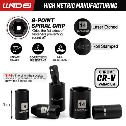 LLNDEI 48 Piece 1/4 Inch Mini Socket Ratchet Wrench Set, Metric 48pcs, Black