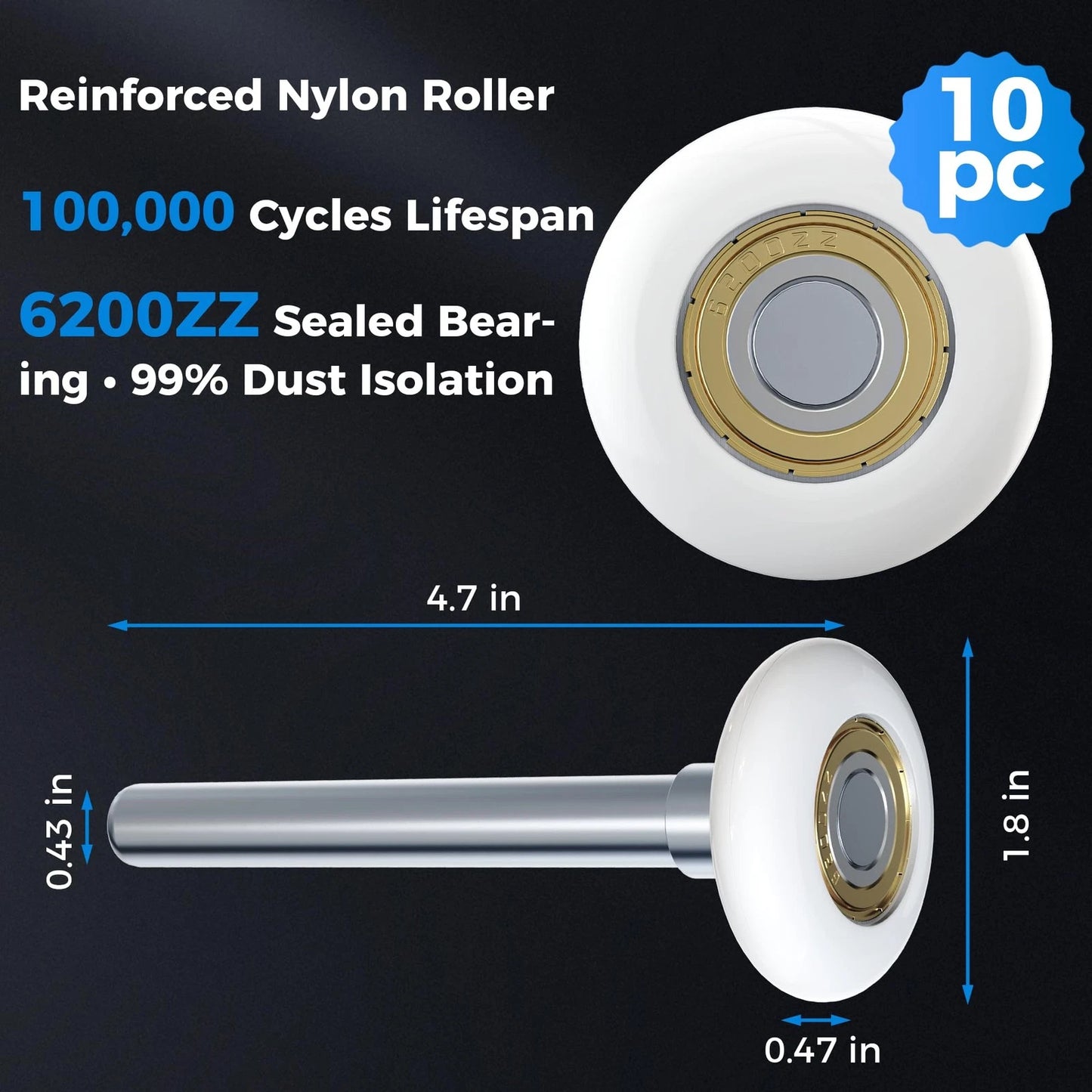 2026 Upgraded Garage Door Hardware Kit - 10 Nylon Rollers, 15 Hinges, 2 Top...