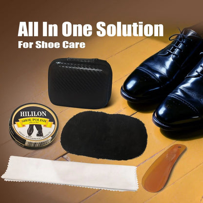 HILILON Black Shoe Polish Kit for Men - Portable Shine Set 0.16kg,