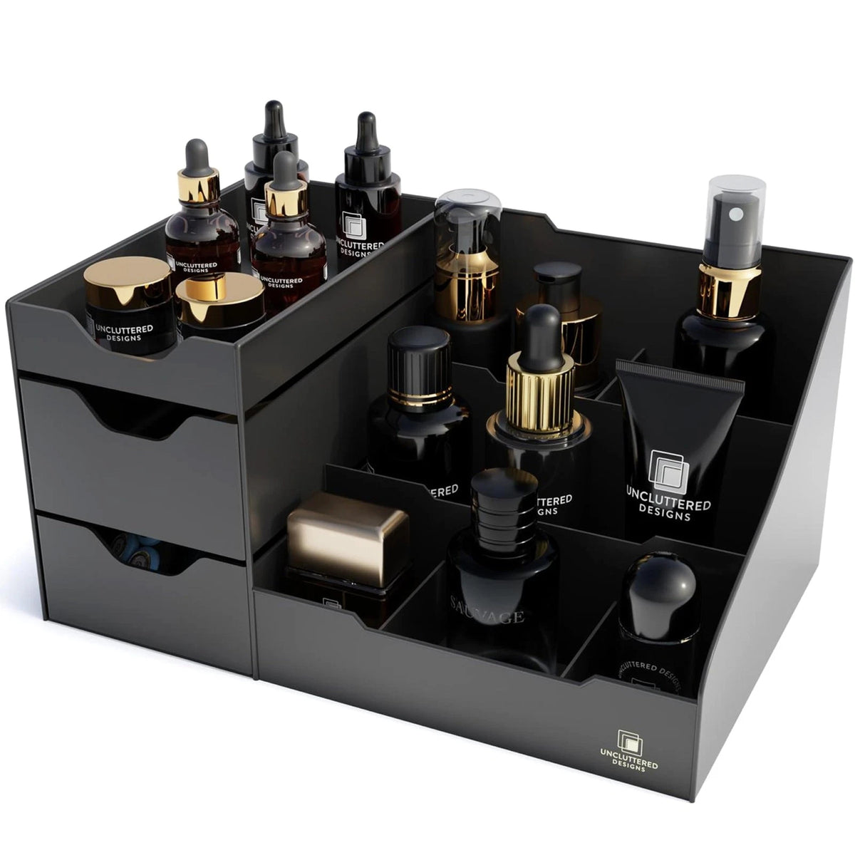 Uncluttered Designs Large Black Vanity Organizer - Countertop Mens